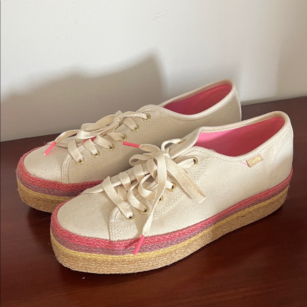 Keds Women's Beige and Pink Espadrille Sneakers